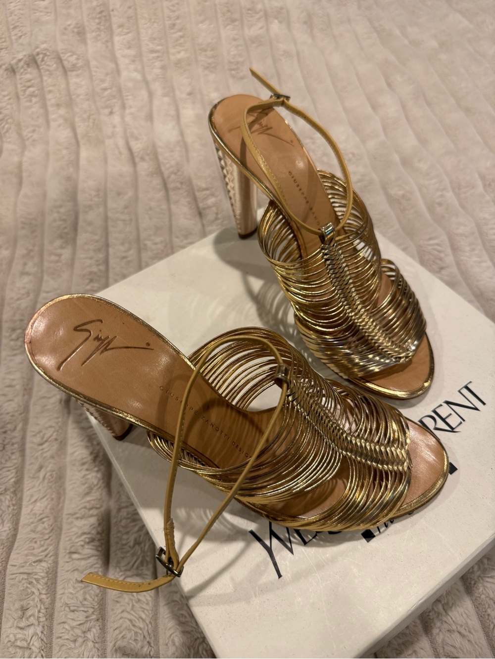 Giuseppe Zanotti Gold Strappy High Heel Sandals
